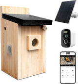 CasaNest™ Smart Solar-Powered Wooden Bird House with 1080P HD Camera