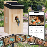 CasaNest™ Smart Solar-Powered Wooden Bird House with 1080P HD Camera