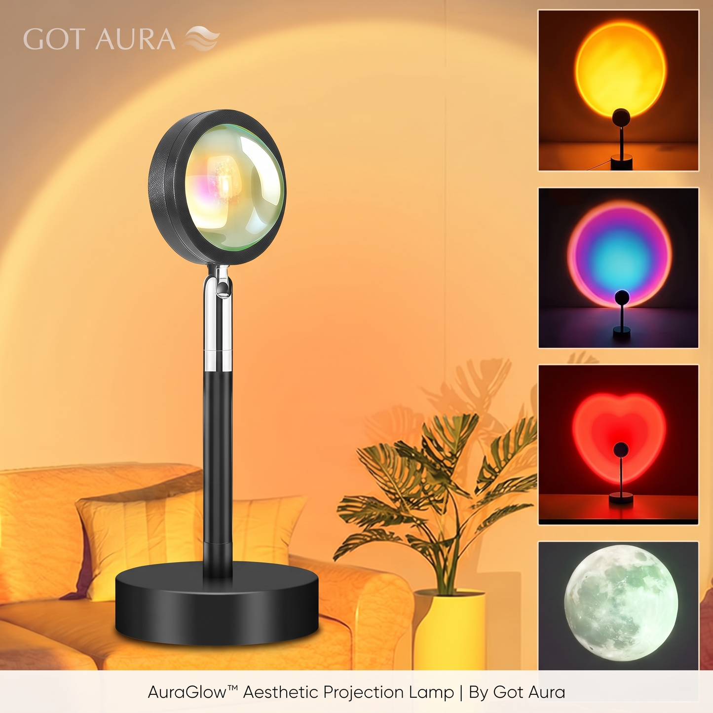 Aura Projection Lamp - Sunset, Moon & RGB