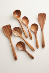 ArtisanTeak™ 7-Piece Natural Wooden Utensil Set